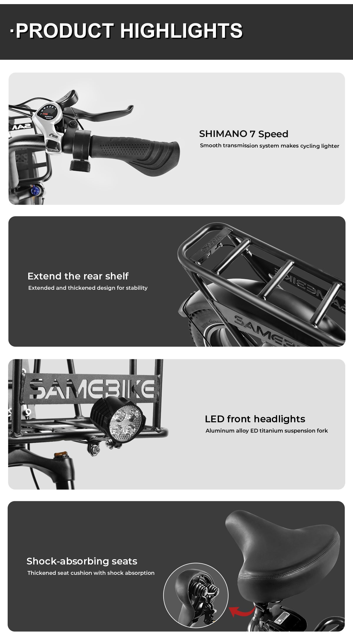 Vélo électrique Samebike C05 PRO 500W 