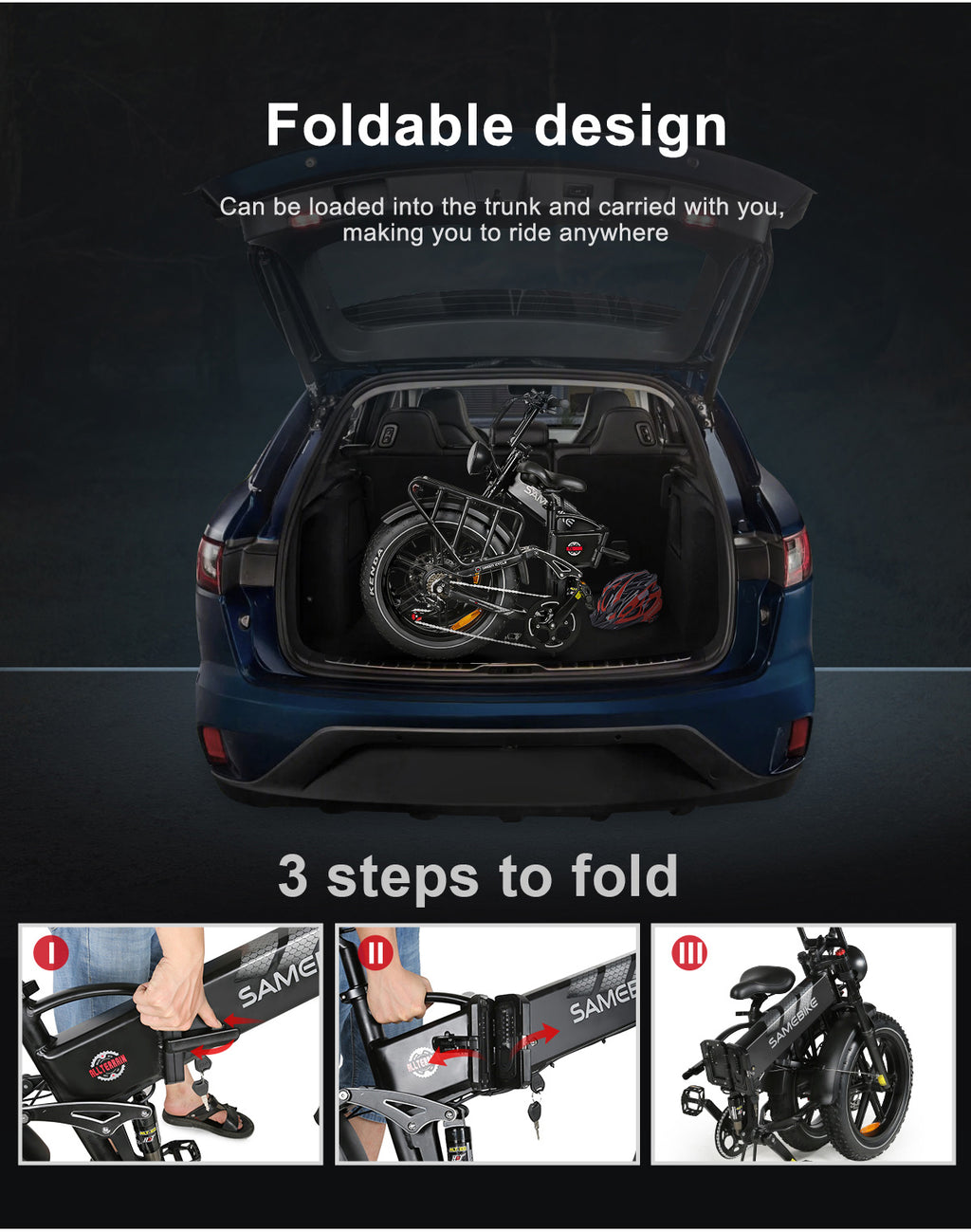 Vélo électrique Samebike RS-A02 PLUS 1200W pliable